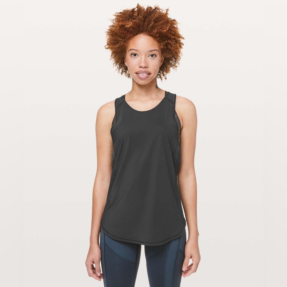 Lululemon Sculpt Tank II Black Mesh Running Activewear Gym Workout Yoga Train
